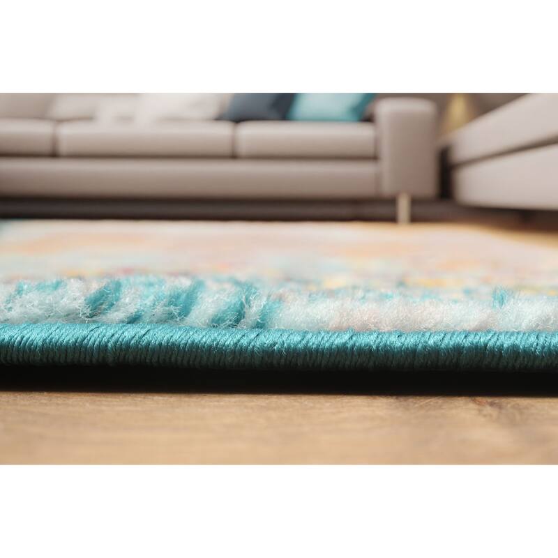 ECARPETGALLERY Machine Made Jasmine Blue Area Rug