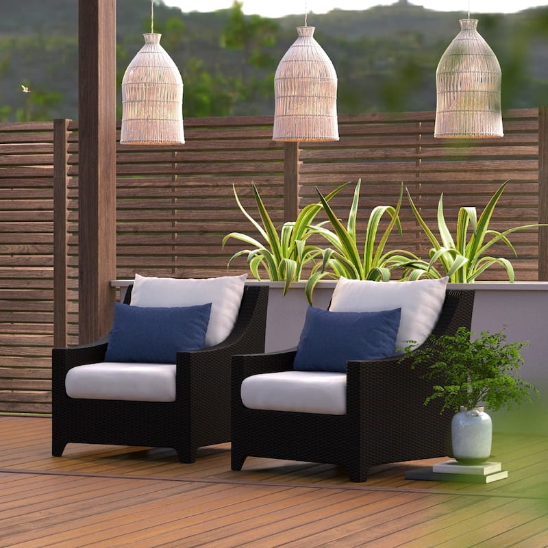 Deco 2 Piece Sunbrella Outdoor Patio Club Chairs - 30"W x 33"D x 32"H