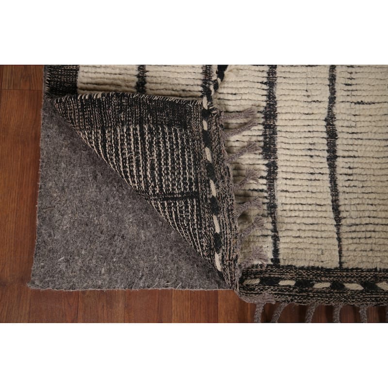 Striped Moroccan Oriental Area Rug Handmade Wool Carpet - 7'9"x 11'3"