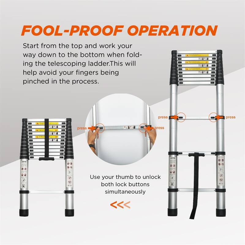Telescoping Ladder 16.5FT,Telescopic Extension Ladder,Folding Ladder