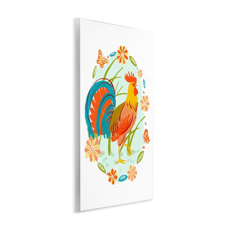 Stupell Rooster with Butterflies Border Wall Plaque Art Design By Hannah Moren