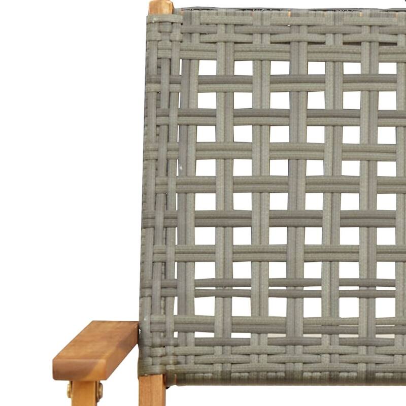 vidaXL Bistro Set Grey and Natural Wood Solid acacia wood, PE rattan Small - 21.2x35.8x22.4