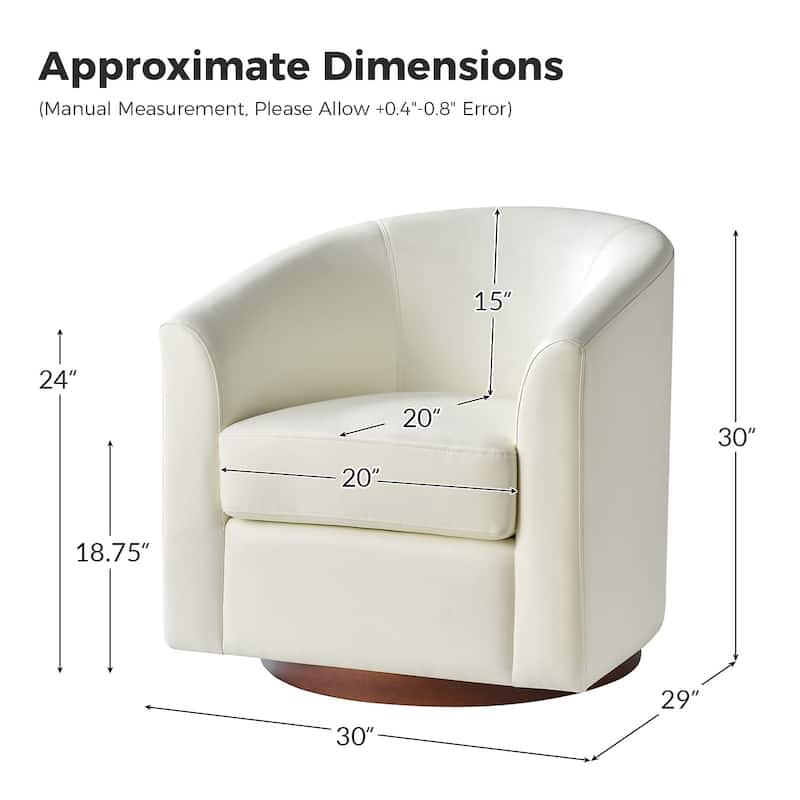 Haley Modern Swivel Barrel Faux Leather Chair with Solid Wood Base Set of 2 by HULALA HOME
