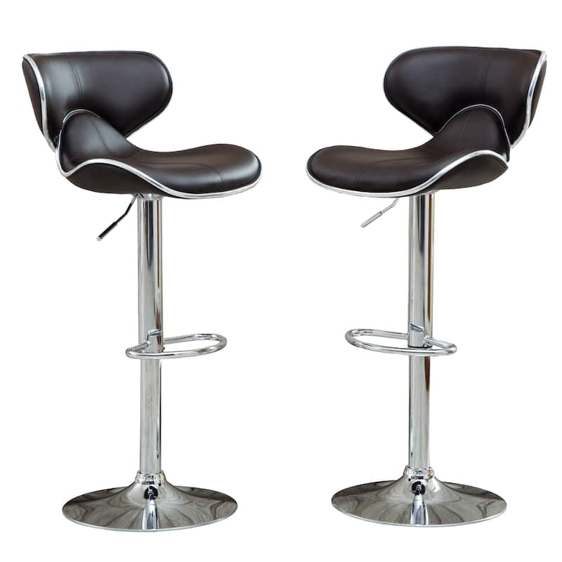 Upholstery Airlift Adjustable Swivel Barstool With Chrome Base, Set Of 2