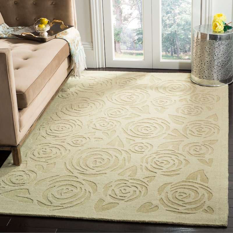 Martha Stewart by SAFAVIEH, Block Print Rose Handmade Wool Area Rug - 8' x 10' - Saguaro