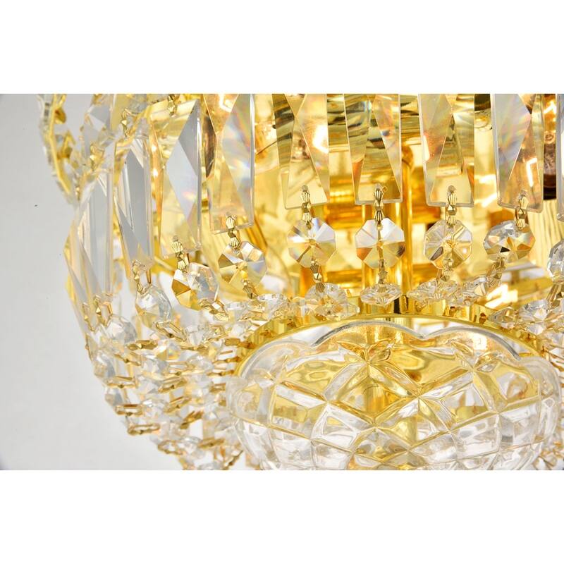 Elegant Lighting Crystal Chandelier Gold Flush Mount Light