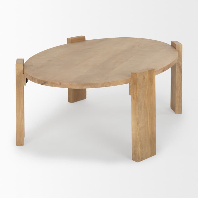 HomeRoots 48" Natural Solid Wood Oval Coffee Table - 48' X '16' X '30