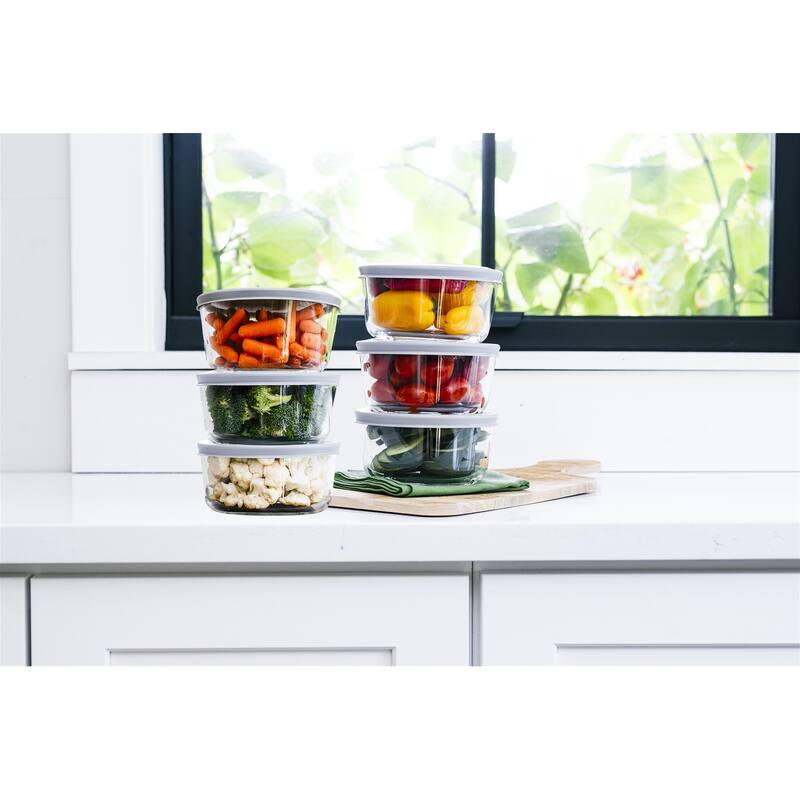 Glass Food Storage Containers Set - Round, 2-Cup (16oz) BPA-Free, Microwave & Oven Safe, Airtight Lids