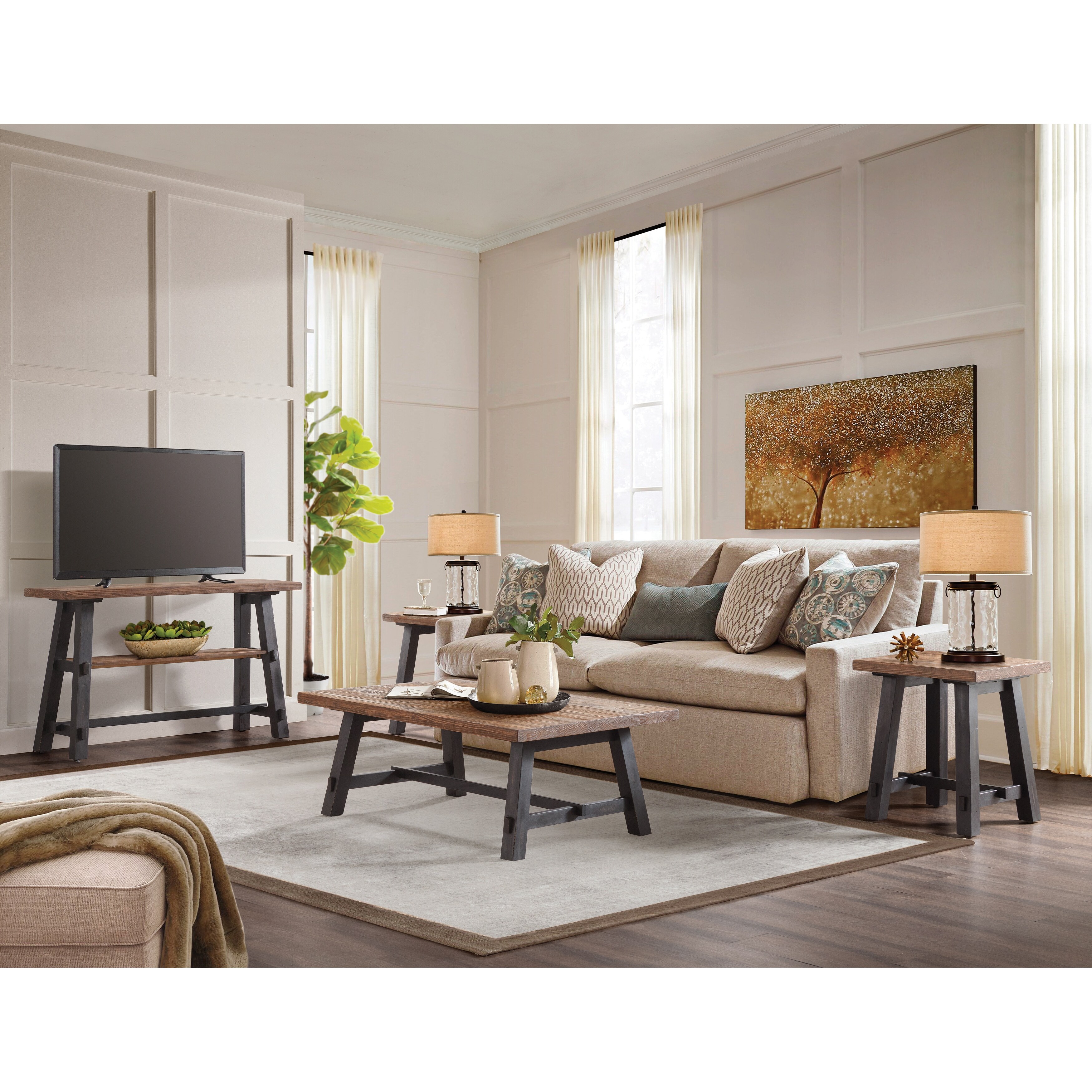 Shop Adam 4 Table Set With 48 Coffee Table Console And Two Side Tables Overstock 32015517