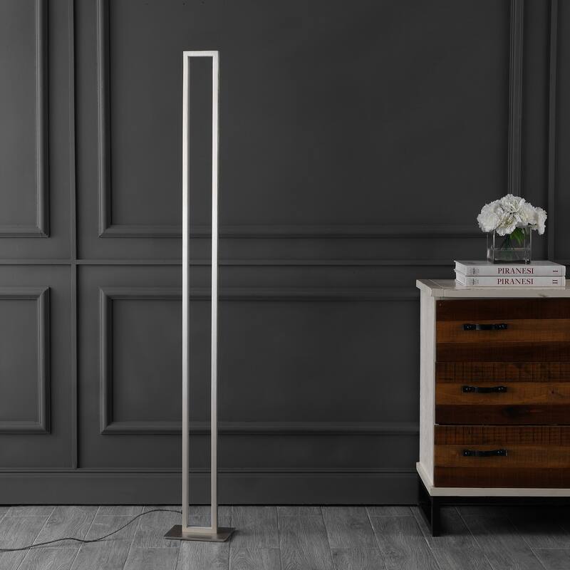 Suillius 59.5" Modern Minimalist Aluminum Integrated Tower LED Floor Lamp, Nickel by JONATHAN Y