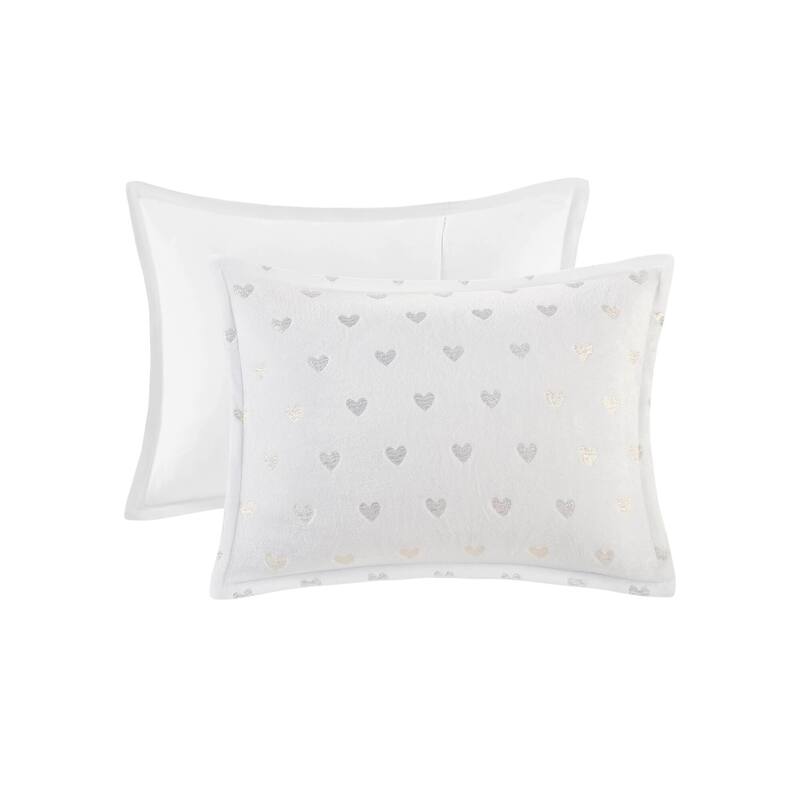 3 PCS Twin/Twin XL Metallic Printed Plush Comforter Set with Throw Pillow
