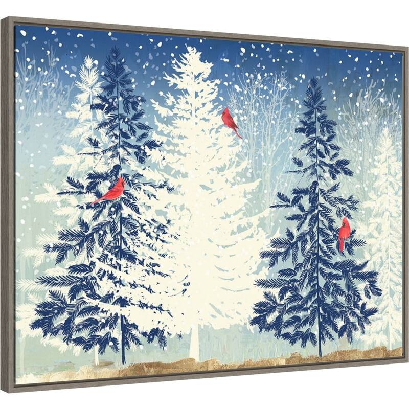 Snowy Christmas Trees by PI Studio Framed Canvas Wall Art