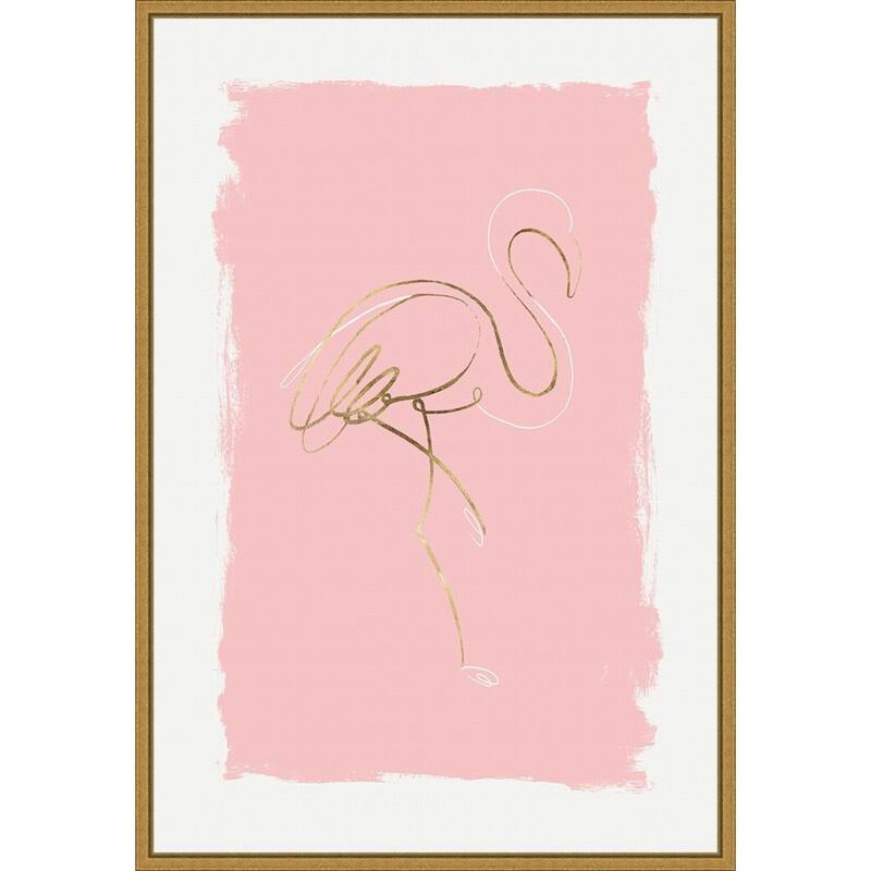 Graceful Bird I (Flamingo) by Eva Watts Framed Canvas Art