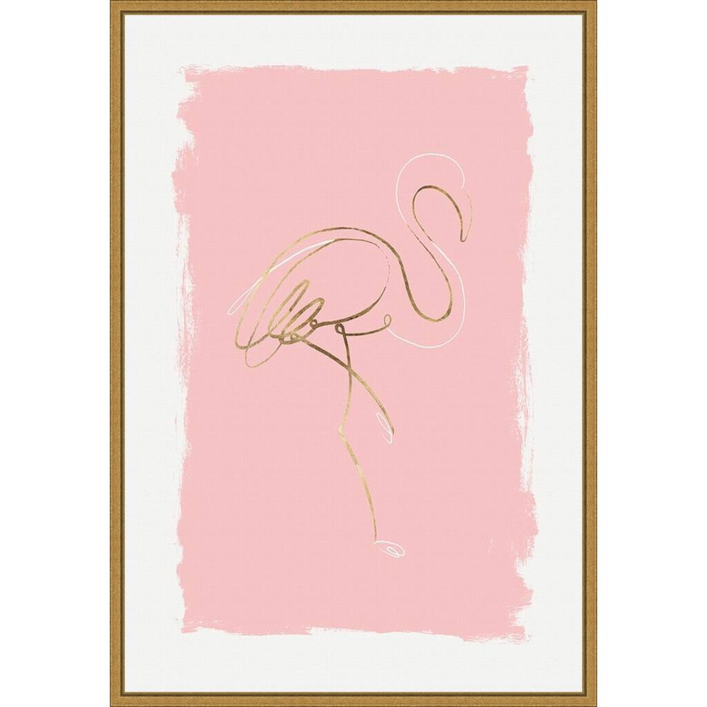 Graceful Bird I (Flamingo) by Eva Watts Framed Canvas Art