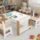 preview thumbnail 9 of 10, Wooden Kids Play Table and 2 Chairs Set with 7 Storage Compartments