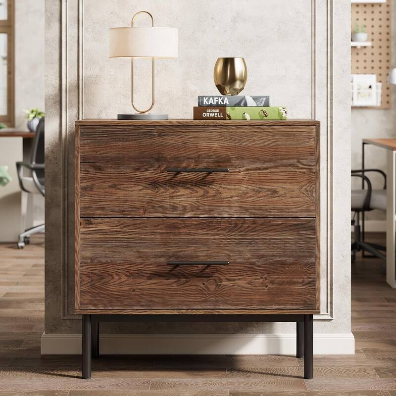 31.5-Inch Solid Wood Vertical File Cabinet with 2 Drawers for Home Office