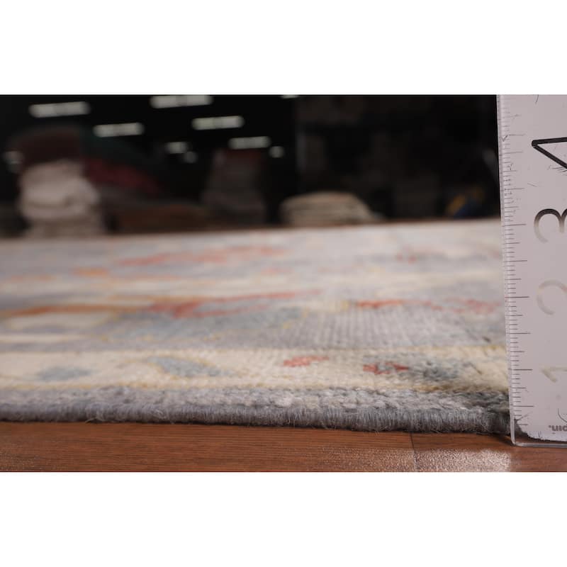 Vegetable Dye Gray Oushak Turkish Area Rug Hand-Knotted Wool Carpet - 9'1"x 11'11"