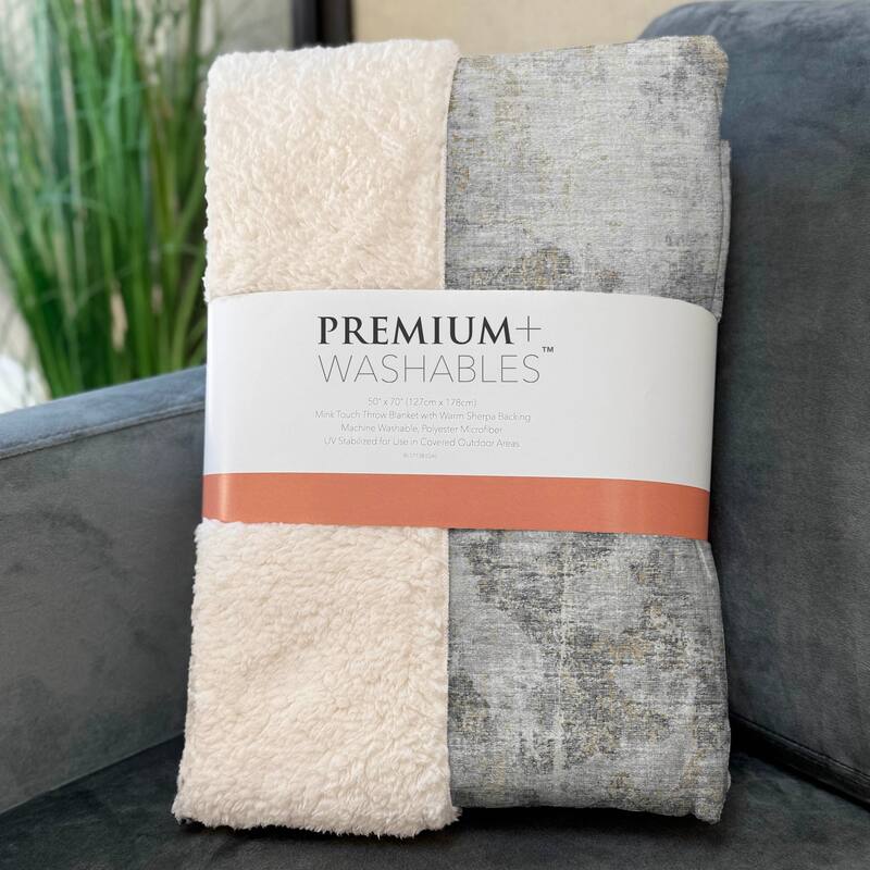 Premium Machine Washable ASB68 Abstract Modern Sherpa Throw Blanket