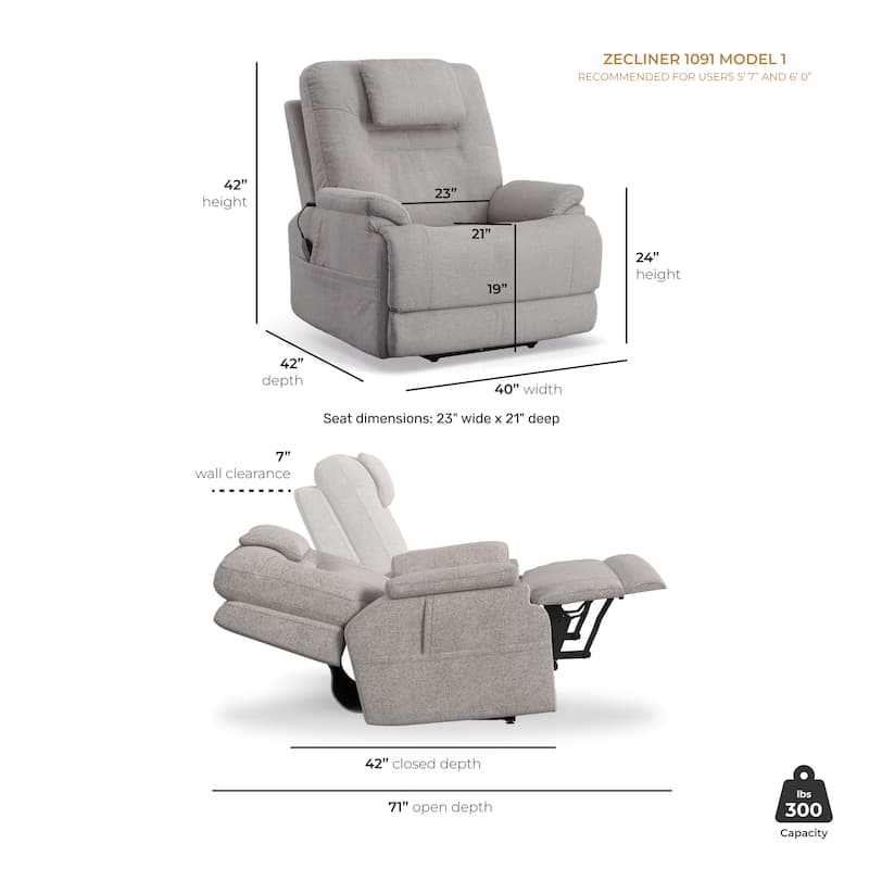 Zecliner Model 1 Power Zero Gravity Sleep Recliner with Power Headrest & Lumbar by Flexsteel