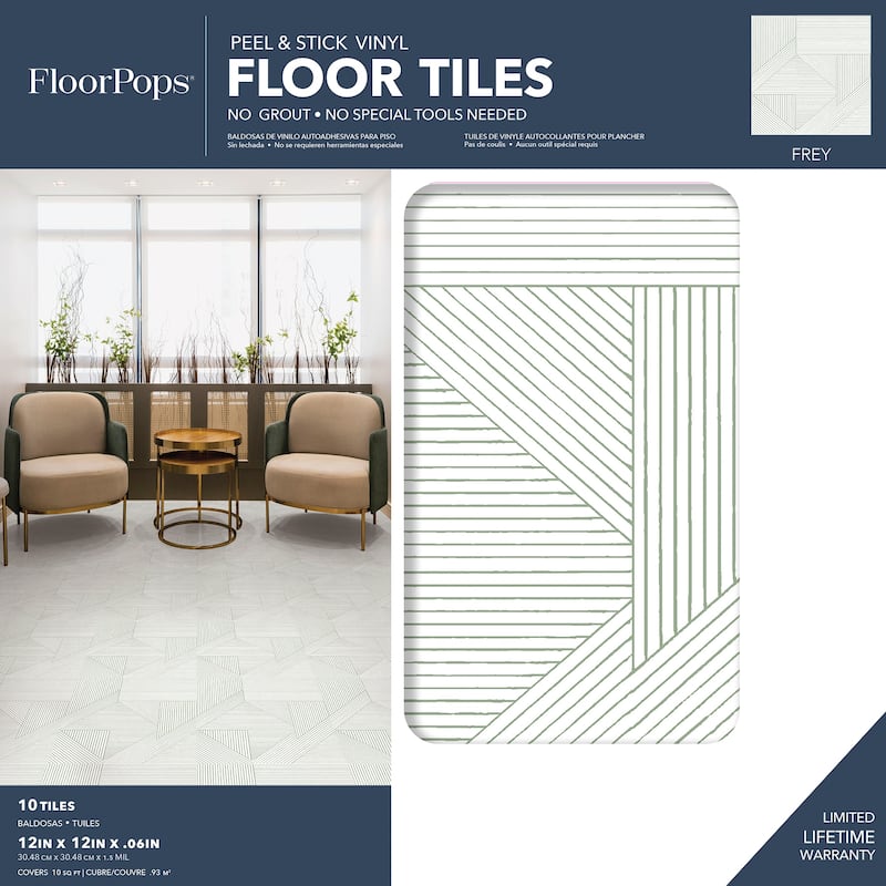FloorPops Neutral Frey Peel & Stick Floor Tiles