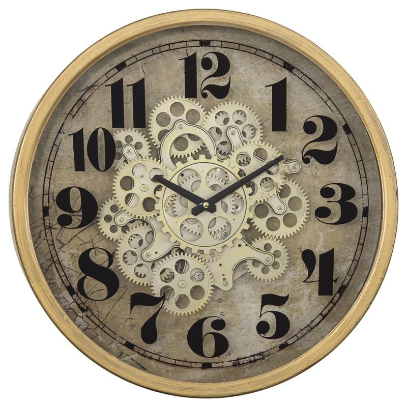 Gold Round Gear Clock - 18.3 x 18.3 x 4.1