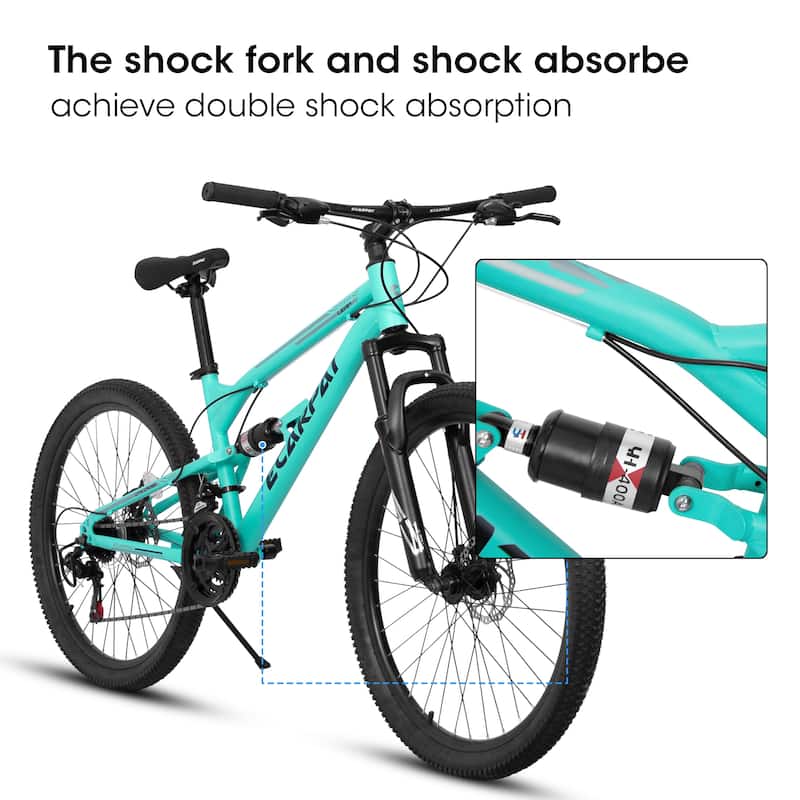 Unisex Mountain Bike - Steel Frame, Shock Fork, Shock Absorber, Multiple Speeds - 26