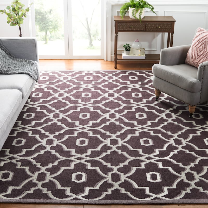 SAFAVIEH Handmade Four Seasons Indrishka Floral Rug - 8' x 10' - Dark Grey/Ivory