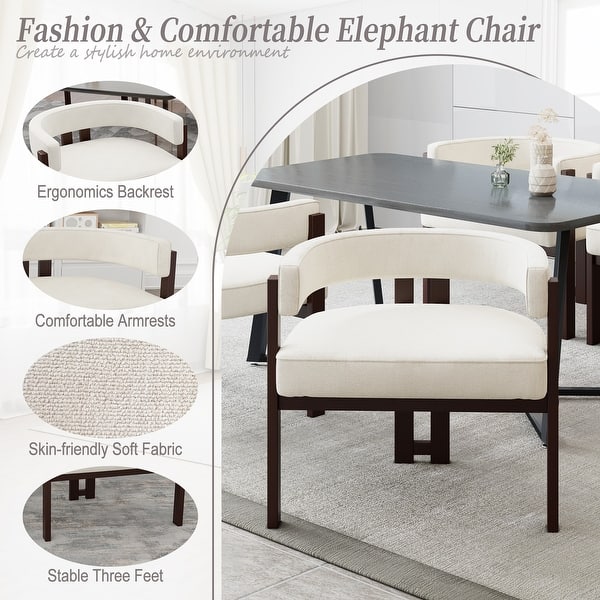Set of 2 Modern Teddy Upholstered Accent Chairs, Open Back Barrel Dining Chair for Living Room & Bedroom