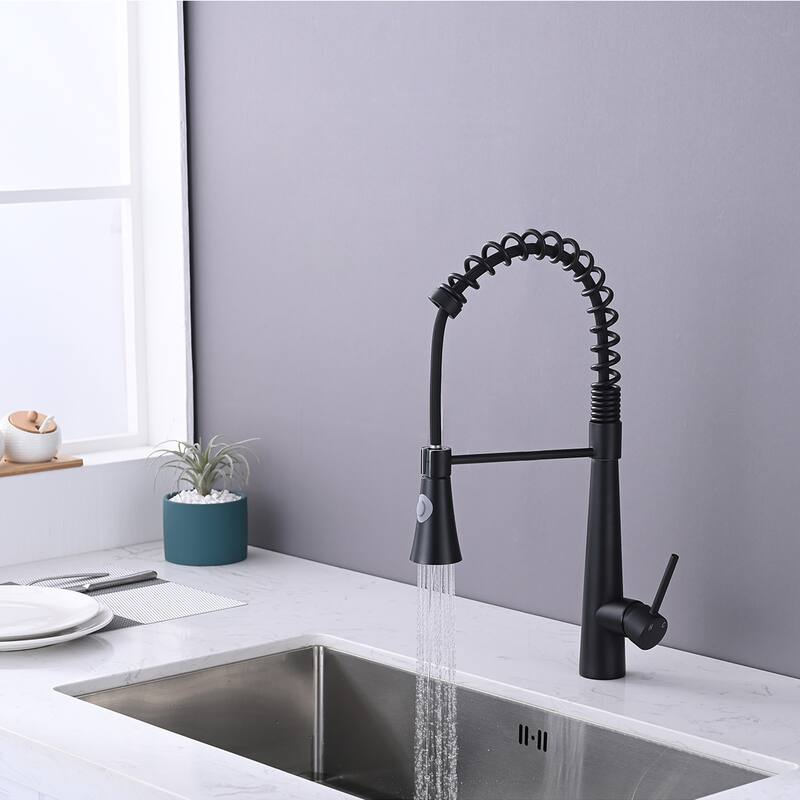 Commercial Kitchen Faucet with Pull Down Sprayer and Magnetic Docking Spray Head