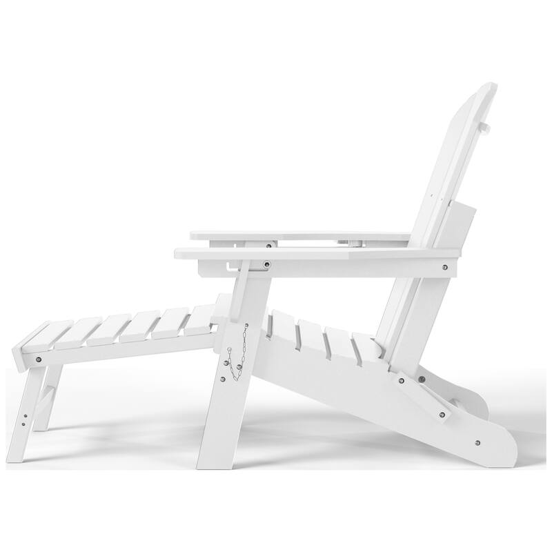 Laguna Outdoor 3-Piece Folding Adjustable Adirondack Chair with Hideaway Ottoman & Round Side Table