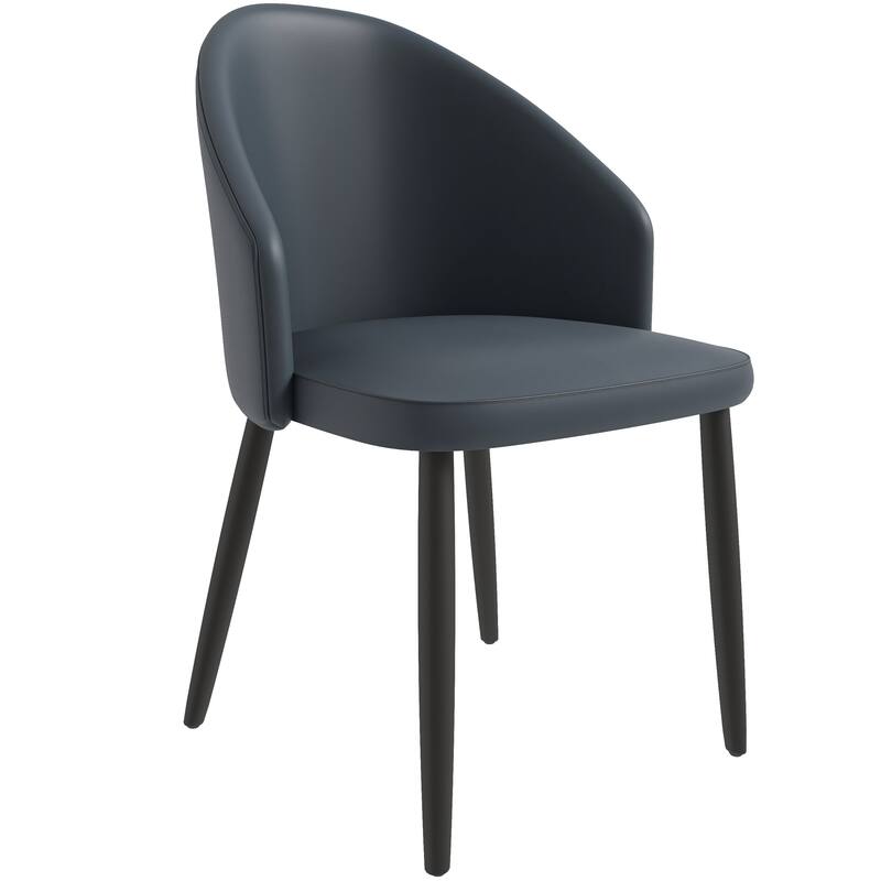 Paradiso Modern Dining Chairs Upholstered Seat and Solid Wood Legs by LeisureMod - Black