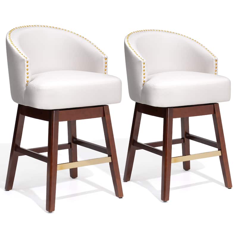 Counter Height Bar Stools Upholstered Solid Wood Swivel Barstool Set of 2/4