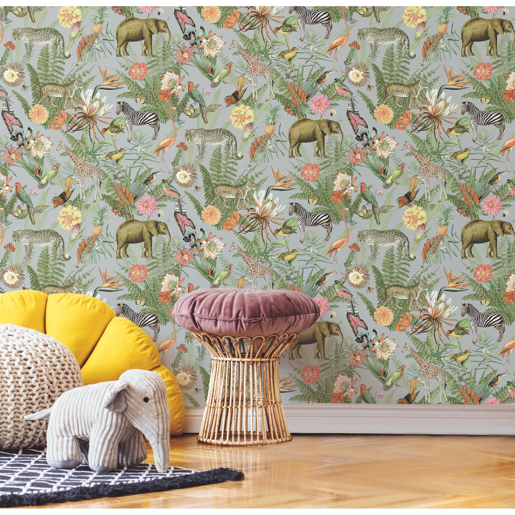 RoomMates Green Tropical Zoo Peel and Stick Wallpaper Bed Bath & Beyond 38887962