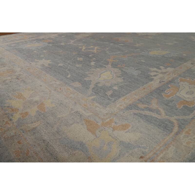 Hand Knotted Oriental 100% Wool Carpet Transitional All-Over Greys & Charcoal Oushak Area Rug - 11' 7'' X 8' 5''