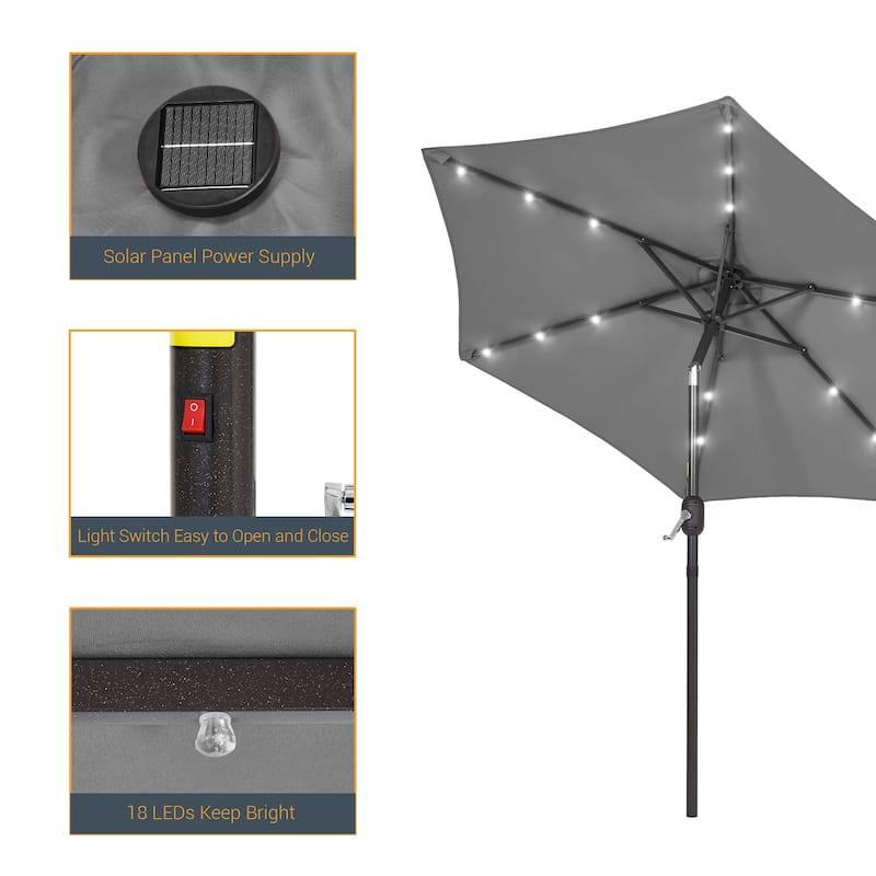 LIVOOSUN Patio 7.5 FT LED Market Umbrella,Table Umbrella w/Tilt Button