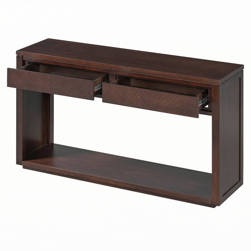 55" Rustic Wooden Entryway Console Table(Espresso)