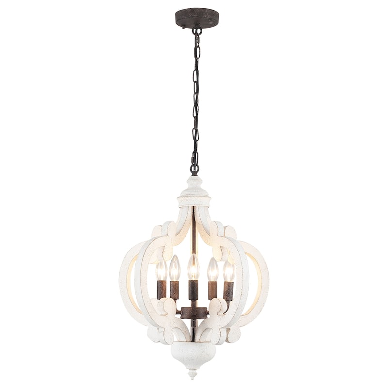 5-Light W17.71" x H78.74" Rustic Lantern Chandeliers for Dining Room