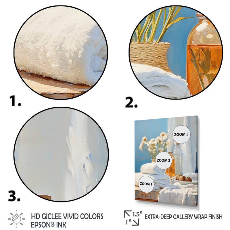 Designart "White And Orange Coastal Laundry Towels I" Laundry Wall Décor White - Modern Print Art For Living Room