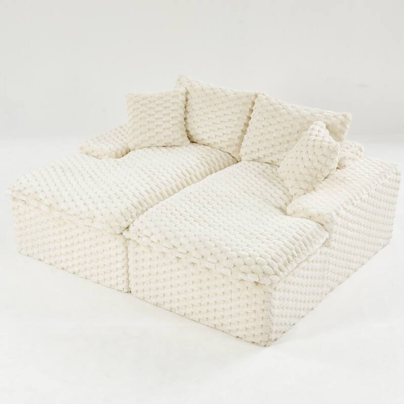 Double Chaise Lounge Sofa Turtle Velvet Sectional Sofa Set Lazy Sleeper Sofa, Full Compressed Sponge