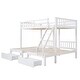 preview thumbnail 16 of 16, Full Over Twin & Twin Bunk Bed, Wood Triple Bunk Bed with 2 Drawers and Guardrails