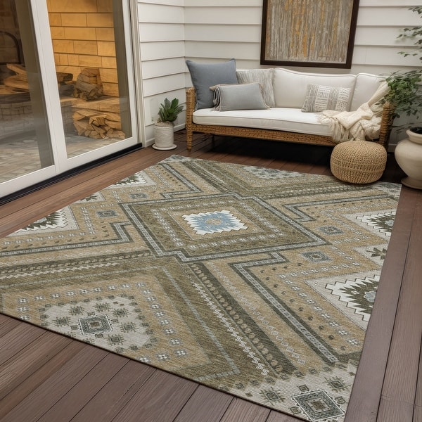 slide 2 of 129, Machine Washable Indoor/ Outdoor Global Boho Chantille Rug Beige - 10' x 14'