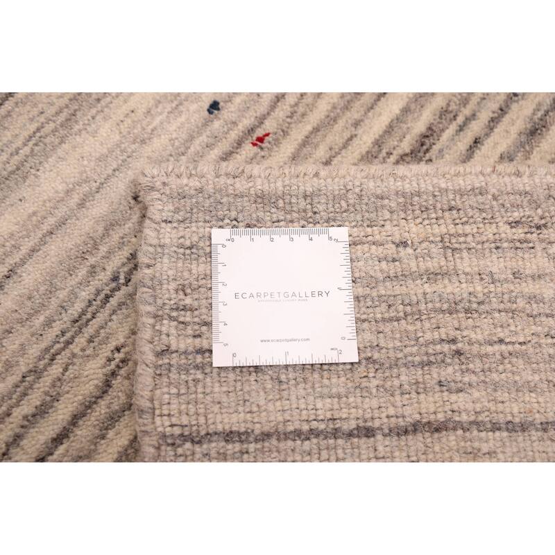 ECARPETGALLERY Hand Loomed Kashkuli Gabbeh Grey Wool Rug - 8'2 x 9'11