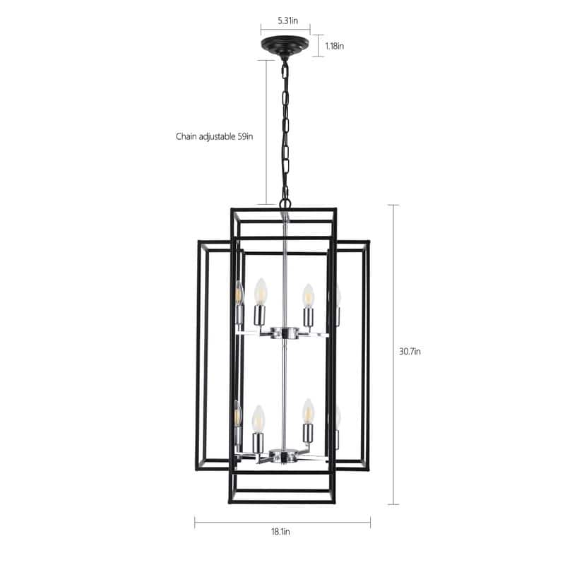Industrial 8-Lights Hanging Chandelier Tiered Pendant Light Fixtures for Entryway, Foyer,Kitchen Island