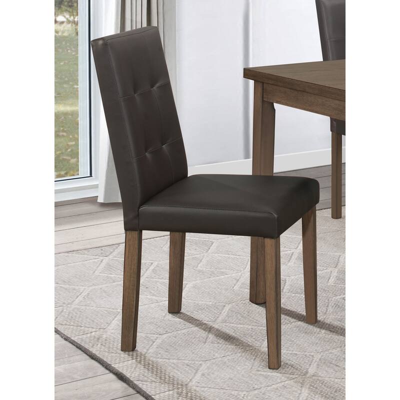 2pc Side Chairs Set,Wood Frame Faux Leather Back and Seat Dining Chair
