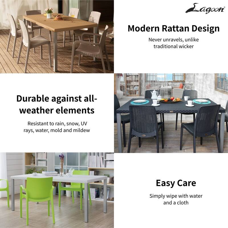 Oslo Resin All-Weather Family Dining Table with Aluminum Legs