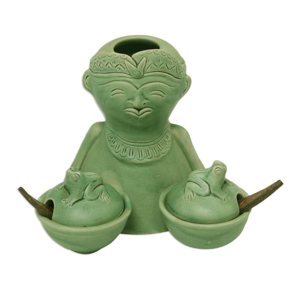 Novica Handmade Spicy Lad Ceramic Condiment Bowls