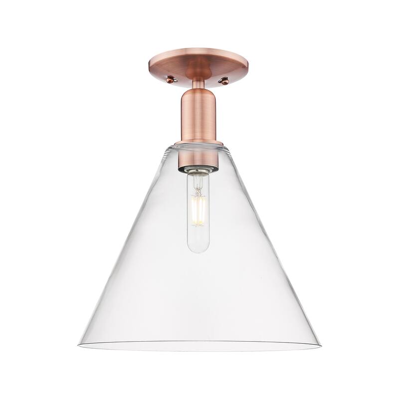 Innovations Lighting Endless Possibilities Arcadia - Berkshire Glass - 1 Light 12" Semi-Flush Mount - Clear/Antique Copper