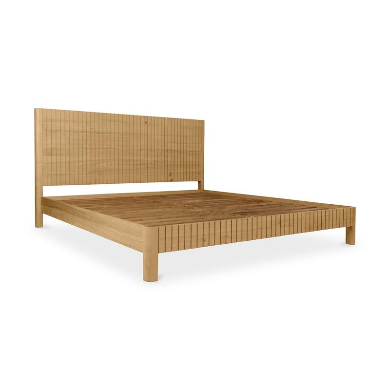 Natural Oak Bed - Modern Wood Platform Bed - King, Twin, Size Bed - Upholstered Storage Bed
