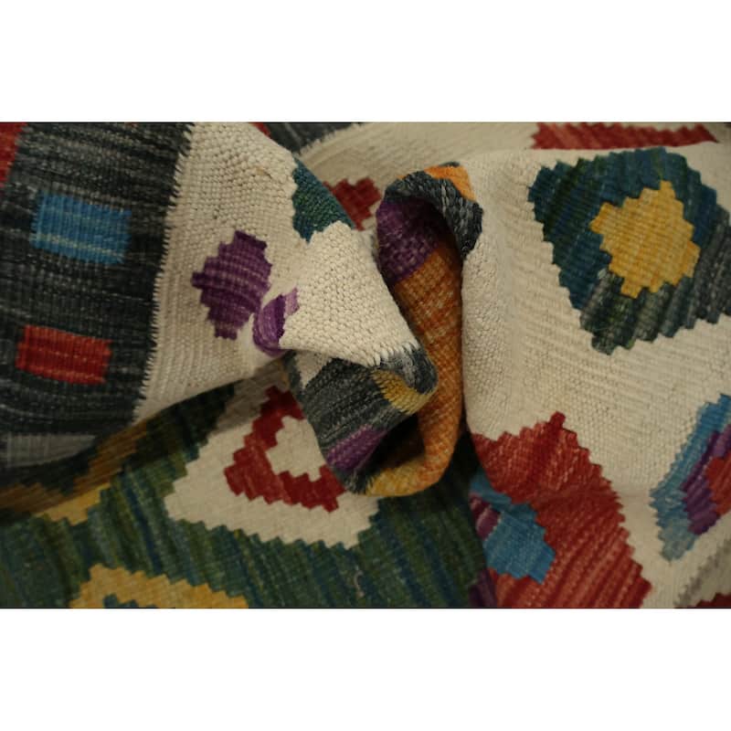 Hand Woven Oriental 100% Wool Carpet Southwestern Tribal Multi-Colored Kilim Area Rug - 11' 4'' X 8' 4''