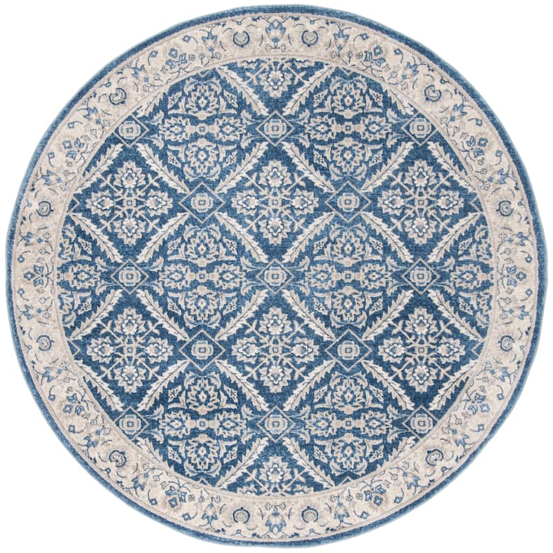 SAFAVIEH Brentwood Bibiñe Traditional Oriental Rug - 6'7" Round - Navy/Creme